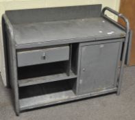 Large metal workbench with drop flap,
