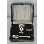A silver Christening set, comprising egg cup and spoon, hallmarked Sheffield 1952, in original case,