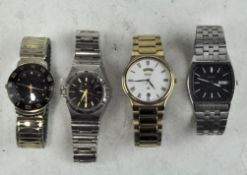 Four vintage wristwatches, to include two Seiko quartz,