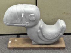 A vintage cast aluminium carnival ride seat in the form of a bird, by Gametime inc,