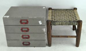 A tabletop filing cabinet, painted wood, comprising four drawers, 26cm high,