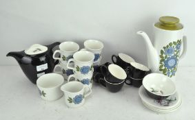 A retro Meakin coffee set, including coffee pot, cups and more,