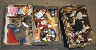 Various collectables, in three boxes, including key rings,