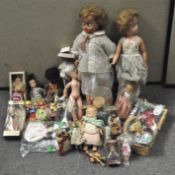 A selection of vintage dolls,