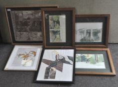 A group of pictures, including: Shirley Blake, watercolour of lilies,