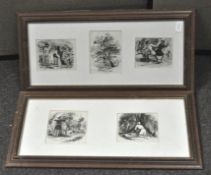 Two framed panels with Robin Hood engravings,