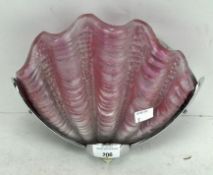 An Art Deco Odeon style shell pink glass and chrome wall light,