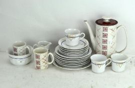 A tea set and a part coffee set, including coffee pot, cups,