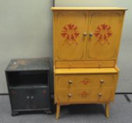 A modern painted cupboard and a smaller example,