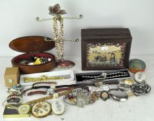 A collection of assorted costume jewellery and jewellery boxes