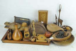 A quantity of wooden items, including a vase,