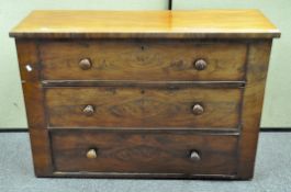 A large mahogany veneered chest of three long drawers,
