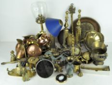 A large collection of assorted brassware and other metalware,