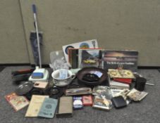Assorted collectables, to include coins, military cap badges, a metropolitan whistle,