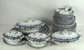 A large Wood & Sons semi porcelain 'Venice' pattern blue and white part dinner service,