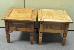 Two Mexican coffee tables, of square form,