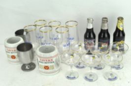 Assorted glassware, including Babycham glasses,