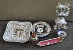 A collection of ceramics, 19th century and later, including: A Bloor Derby pen tray,