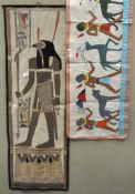 Two Egyptian cotton figural wall hangings,
