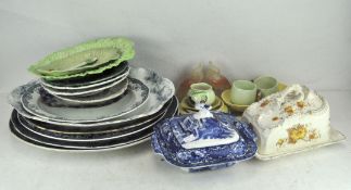 An extensive collection of ceramics, to include early blue and white meat plates,