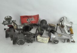 A quantity of vintage meat mincers and other items (one box)