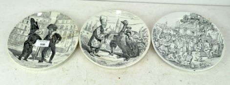 Three late 19th century Creil et Montreau Sartorial plates (AF)
