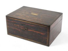 A Victorian coromandel brass-mounted jewellery box,