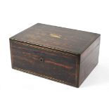 A Victorian coromandel brass-mounted jewellery box,