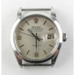 A stainless steel rolex oyster perpetual air king date wristwatch.