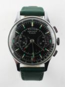 A stainless steel Sekonda 19 jewel manual wind full chronograph wristwatch