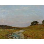 Initialled HKB, Landscape with a stream, oil on canvas, initialled lower right,