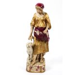 A large Royal Dux figure of a shepherdess, circa 1900, impressed, printed and applied pad mark,