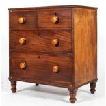 A Victorian mahogany chest of drawers, with two short drawers above two long graduated drawers,