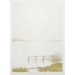 A limited edition print, with a reeded lake landscape, titled Grentide numbered 158/200, signed ...