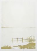 A limited edition print, with a reeded lake landscape, titled Grentide numbered 158/200, signed ...