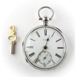 An open face pocket watch. Circular white dial, signed '31391' with roman numerals.