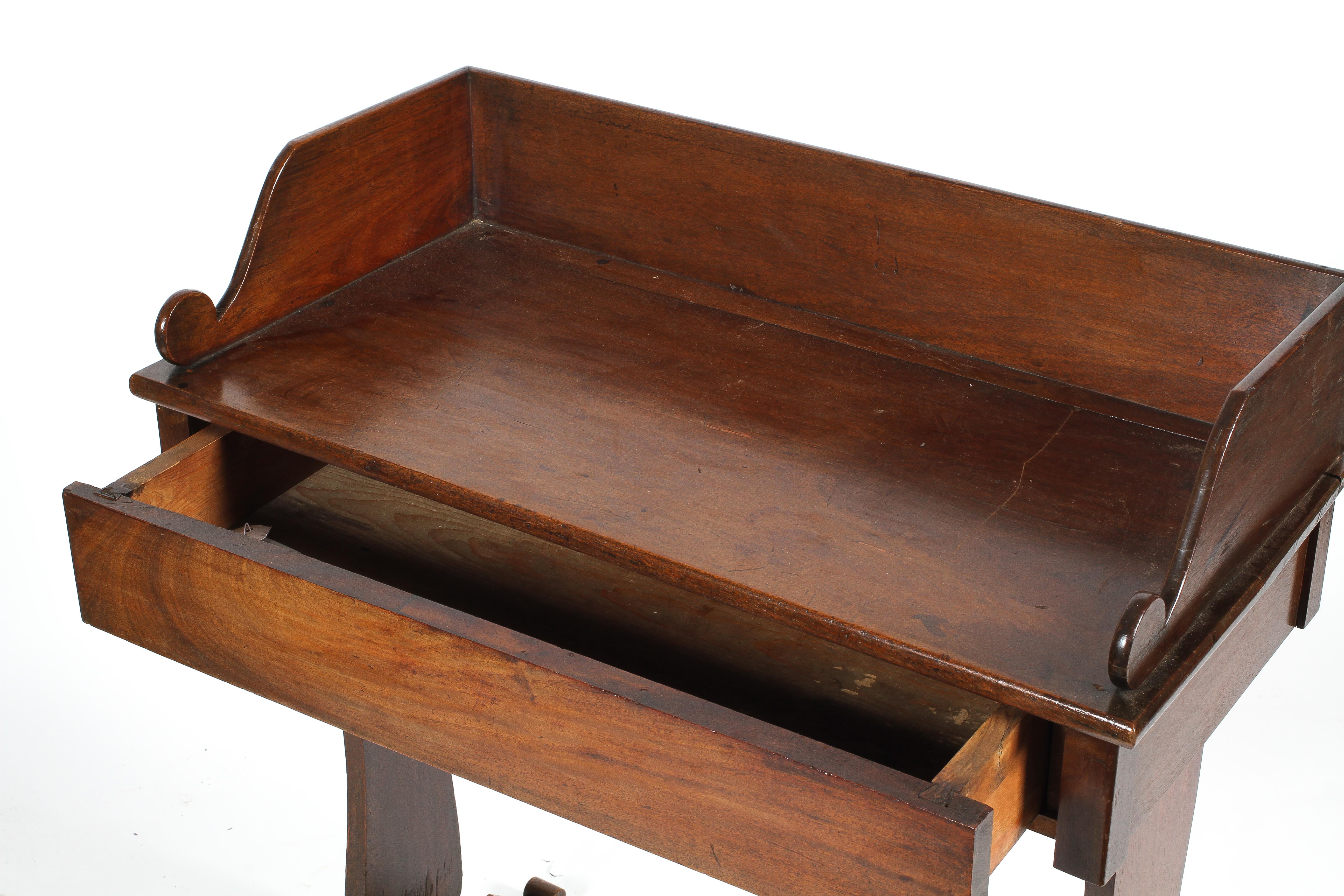 A 19th century mahogany desk/wash-stand, with galleried top above frieze drawer, - Image 2 of 2