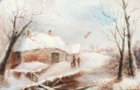 George Turner, Breadsall, Derbyshire - a snowy scene, oil on canvas, signed lower right,