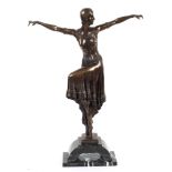 A bronze Art Deco-style lady