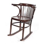 An Art Nouveau style bentwood rocking chair,