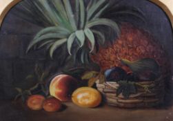 Early 20th Century School, oil on canvas, Still Life with Pineapple, in giltwood frame,