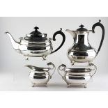 An Edward VII four piece silver tea set,