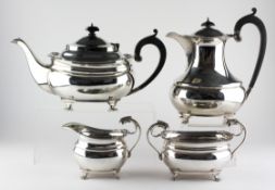 An Edward VII four piece silver tea set,