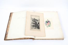 A large Victorian scrapbook, partially mounted with watercolour botanical specimens,