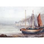 Early 20th Century School, Watercolour of fishing boats, framed,