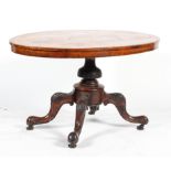 A Victorian walnut tilt-tip breakfast loo table, mid 19th century,