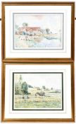 20th century school, Watermill and Hay Making, a pair of watercolours,