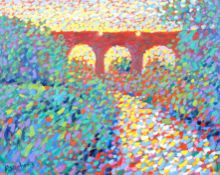 Paul Stephens, 'Somerton Viaduct, Late Afternoon', oil on panel, signed lower left, framed,
