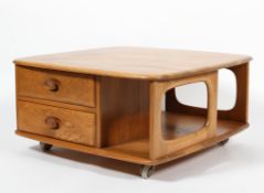 An Ercol Blond Elm Pandora coffee table, of square section,