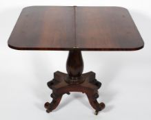 A Victorian rosewood fold out card table,